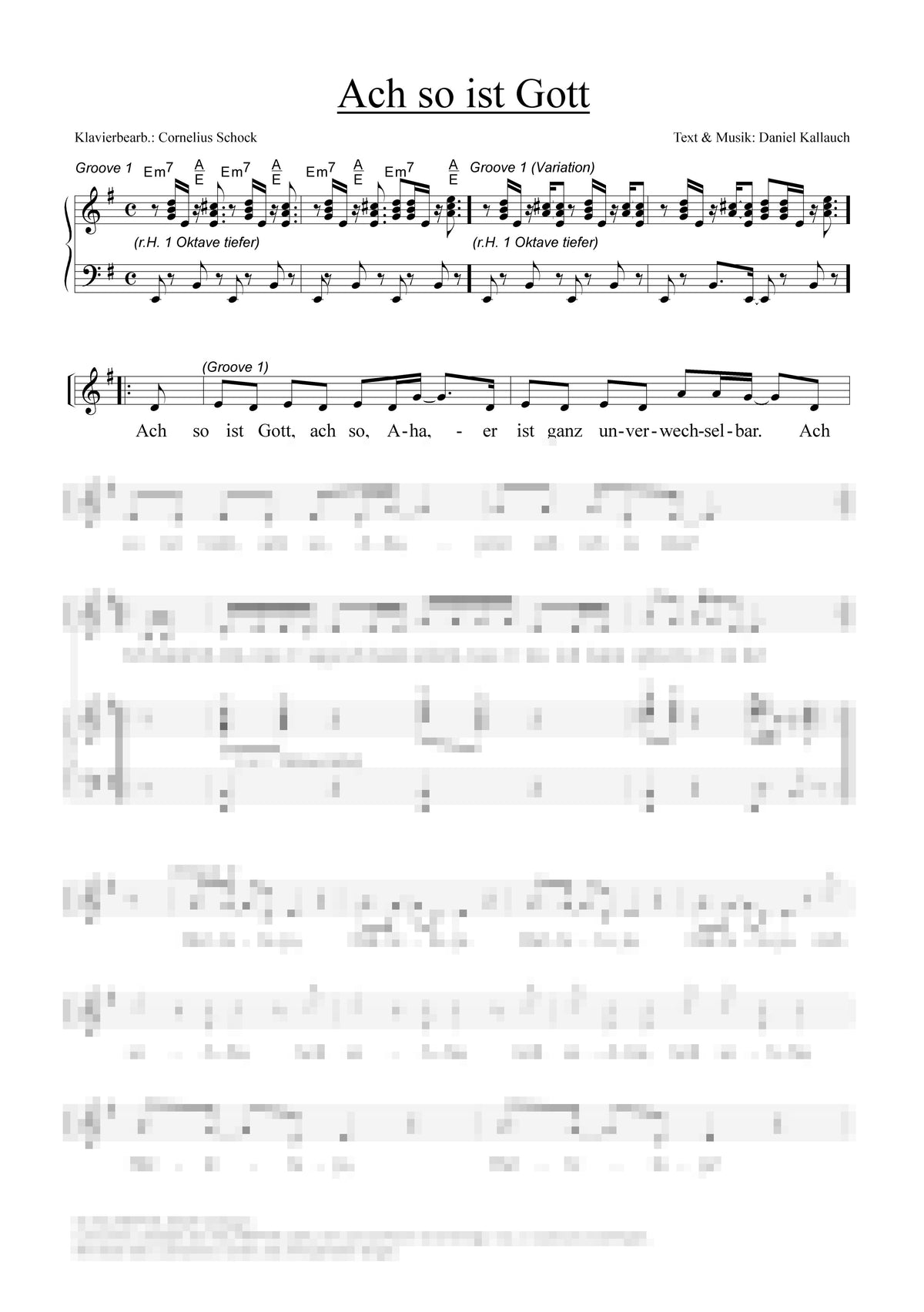 Ach so ist Gott - Klaviersatz