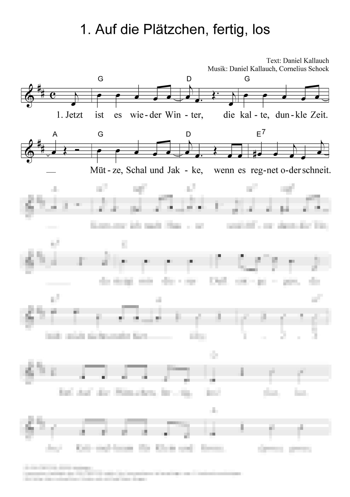 Auf die Plätzchen - Liedblatt