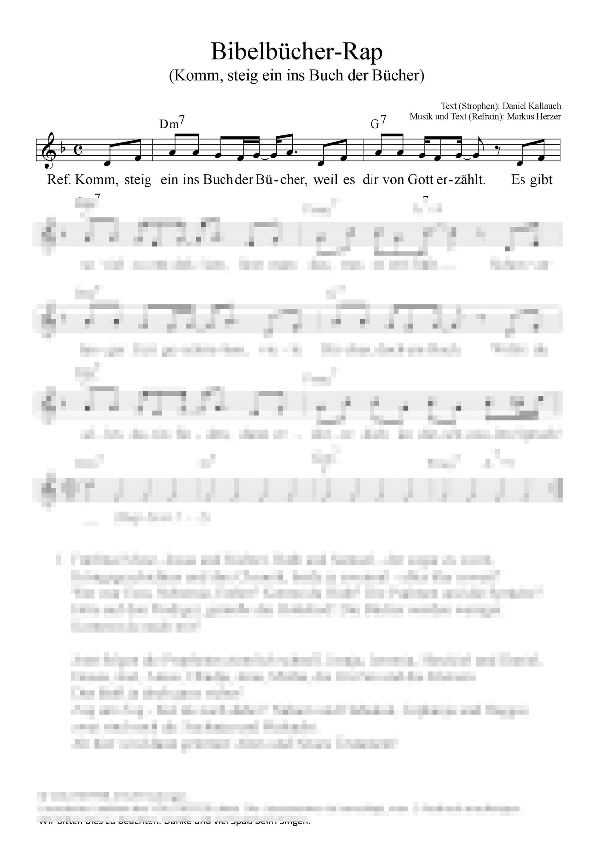 Bibelbücherrap - Liedblatt
