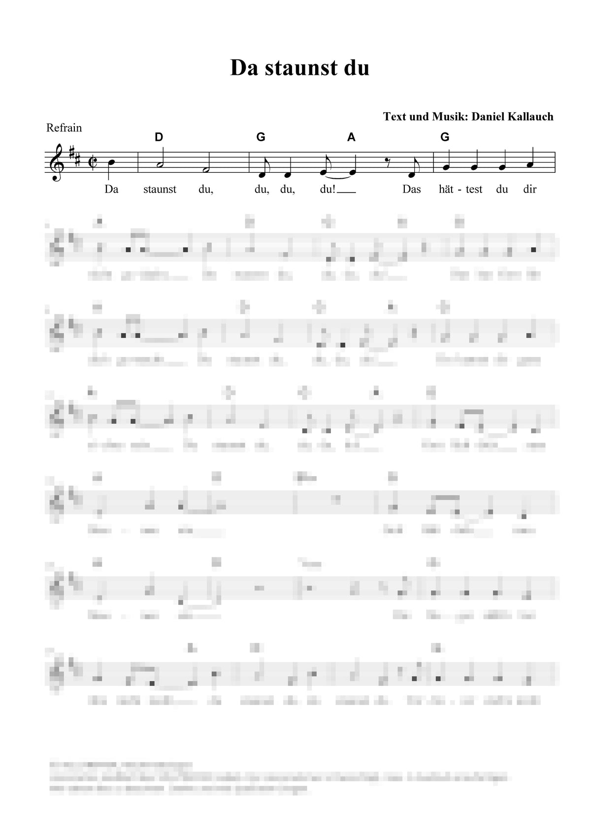 Da staunst Du - Liedblatt