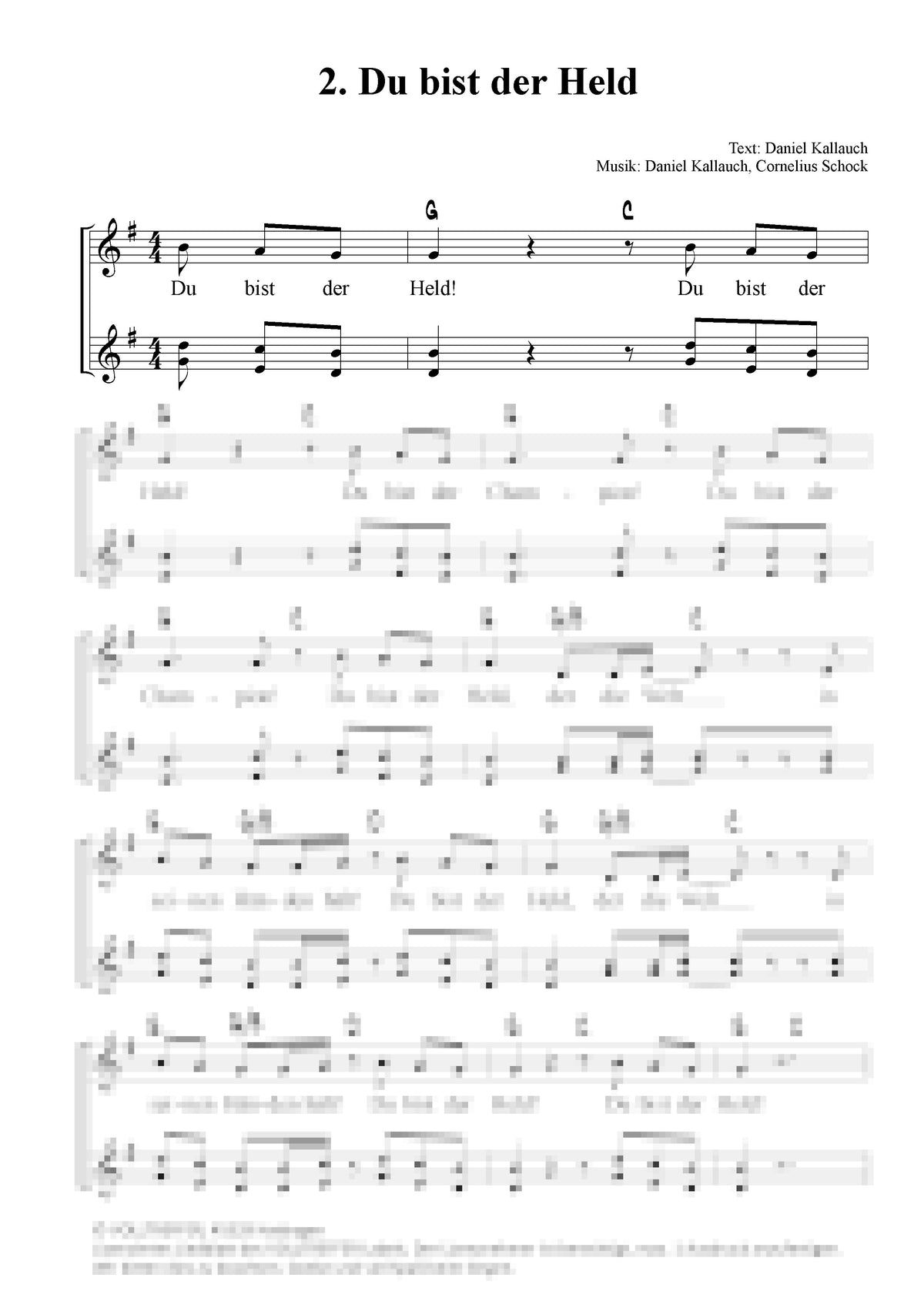 Du bist der Held - Klaviersatz