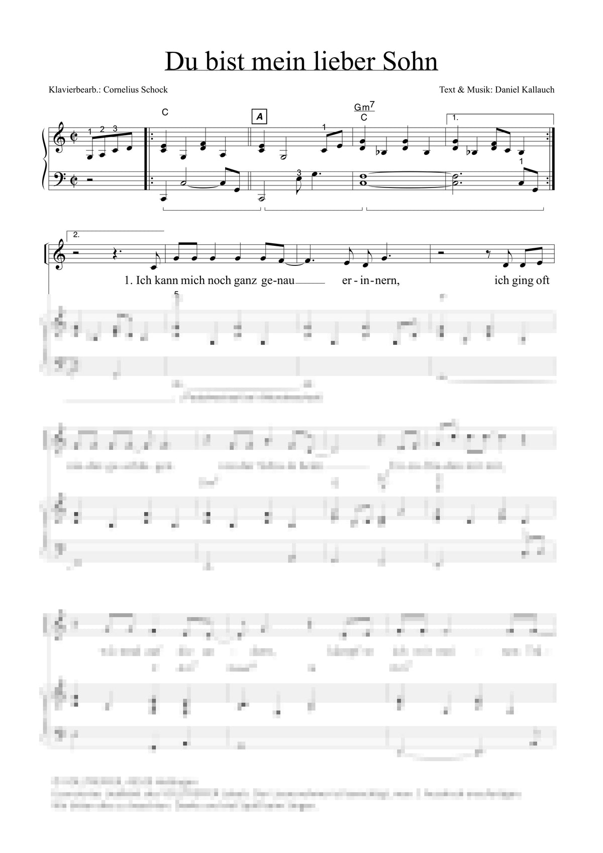 Du bist mein lieber Sohn - Klaviersatz