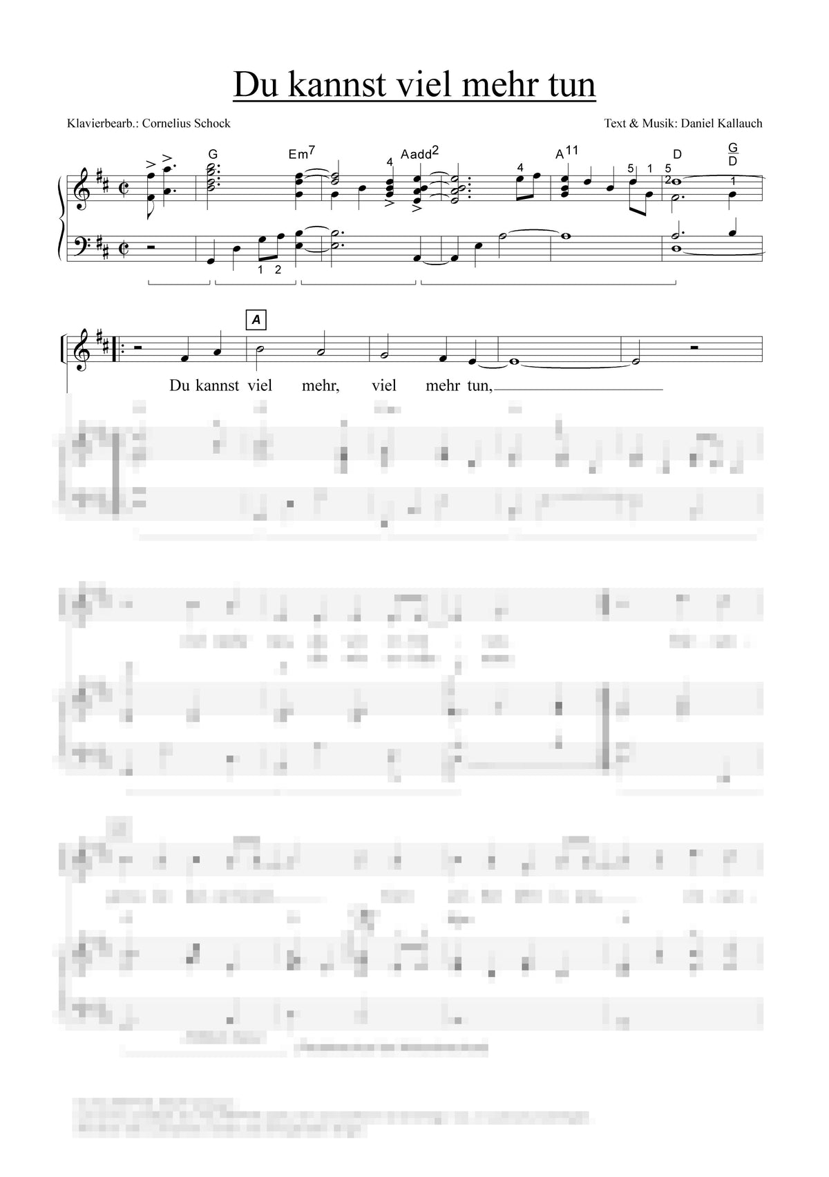 Du kannst viel mehr tun - Klaviersatz
