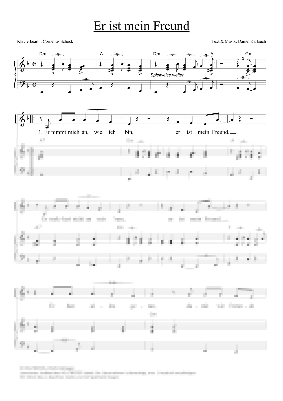 Er ist mein Freund - Klaviersatz