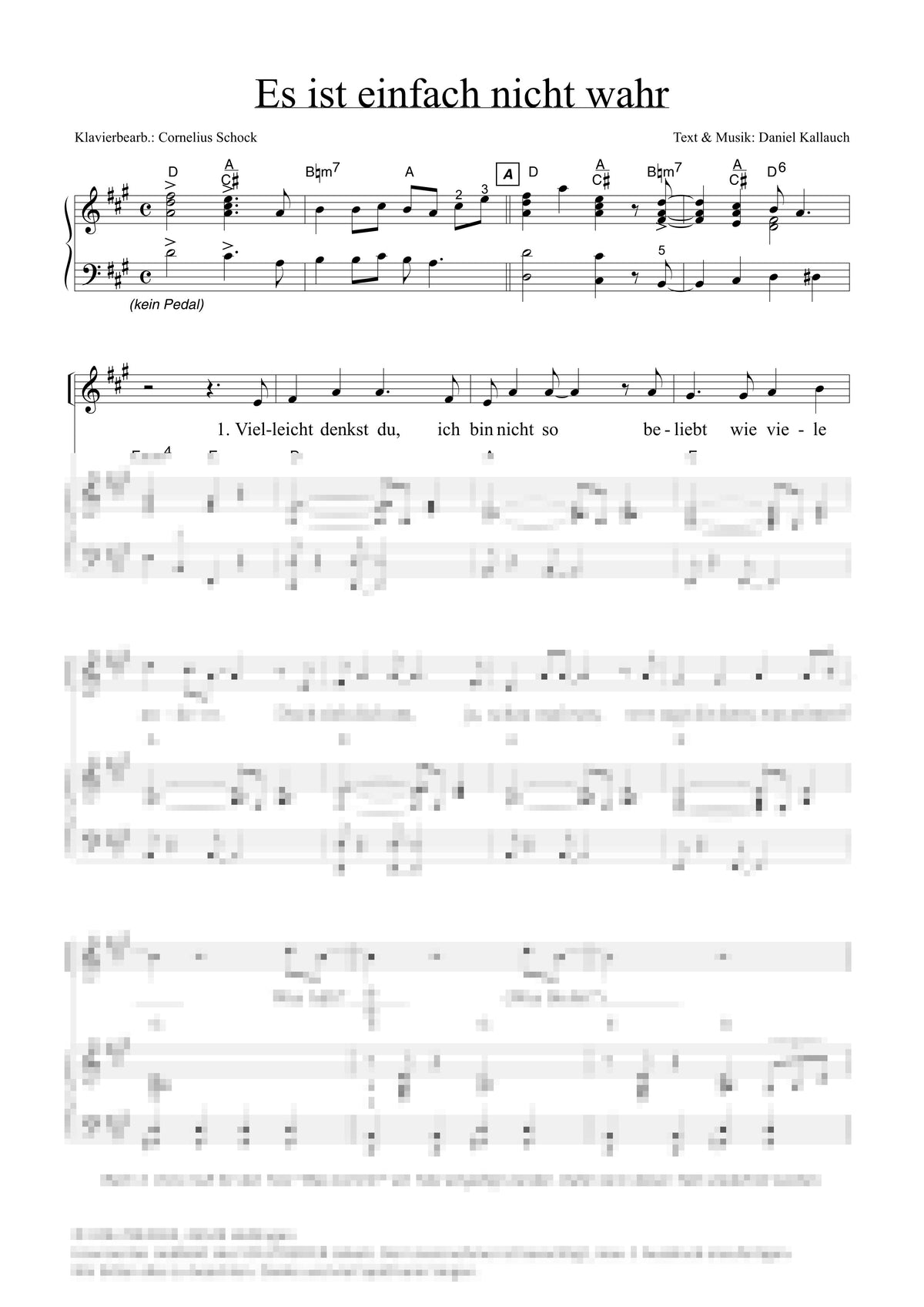Es ist einfach nicht wahr - Klaviersatz