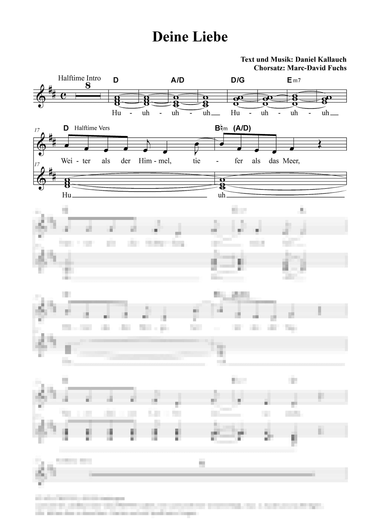 Deine Liebe - Klaviersatz