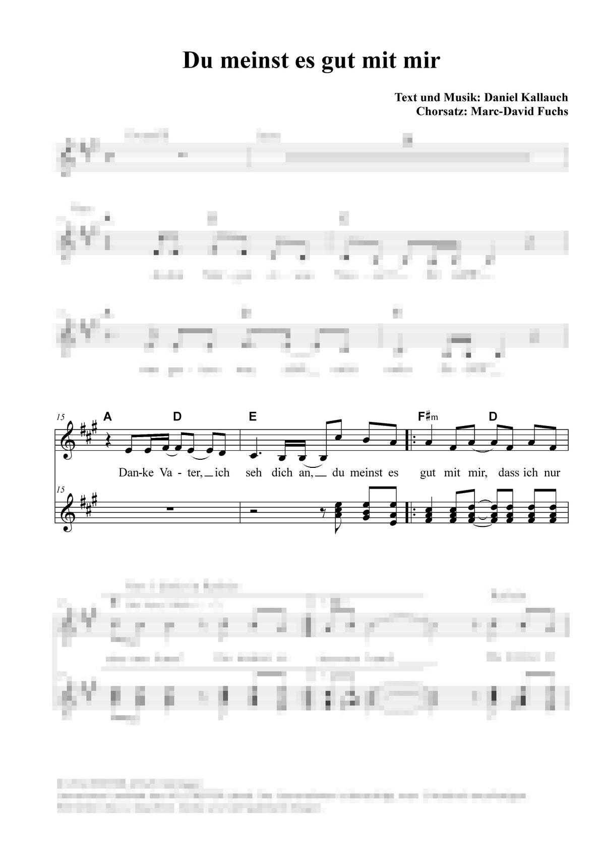 Du meinst es gut mit mir - Klaviersatz