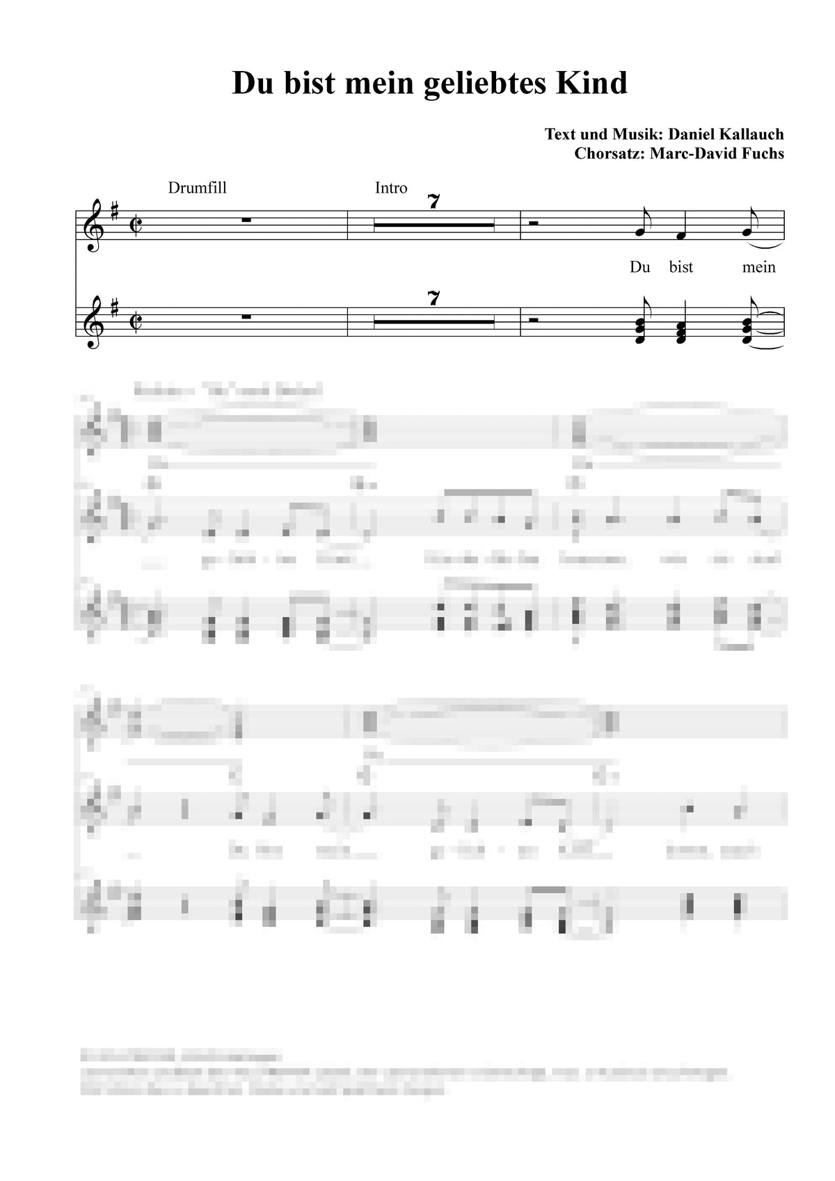 Du bist mein geliebtes Kind - Klaviersatz