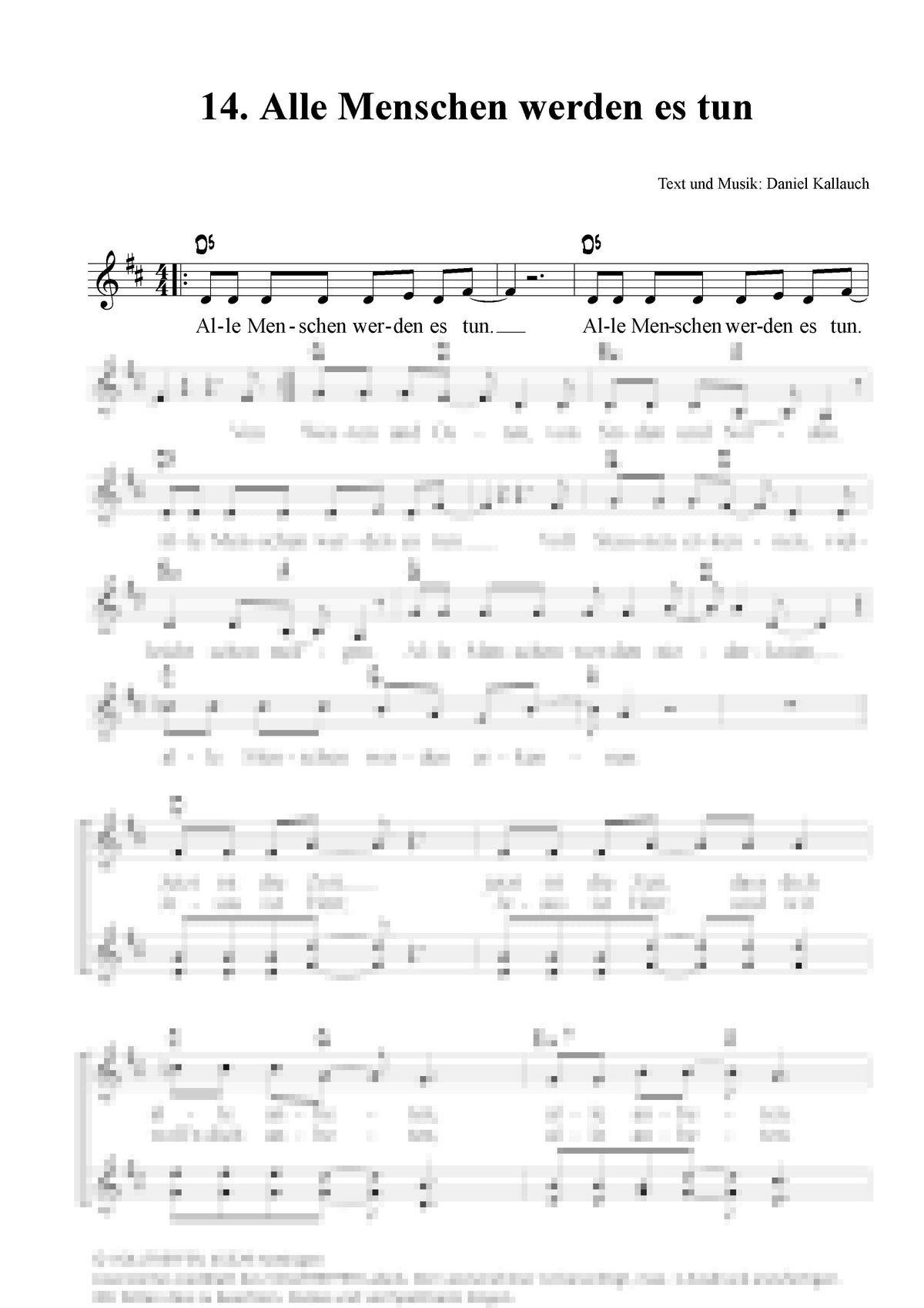 Alle Menschen werden es tun - Klaviersatz