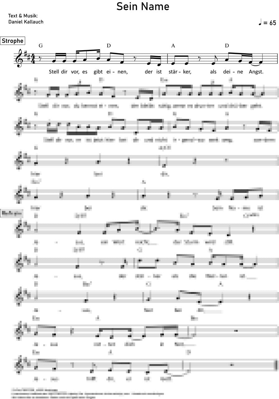 Sein Name - Liedblatt