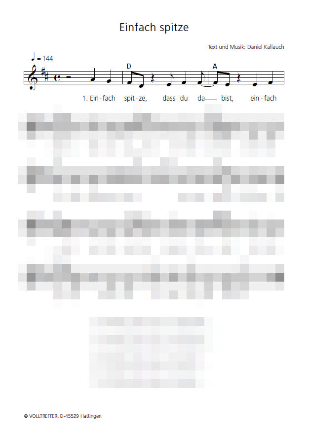 Einfach spitze - Liedblatt