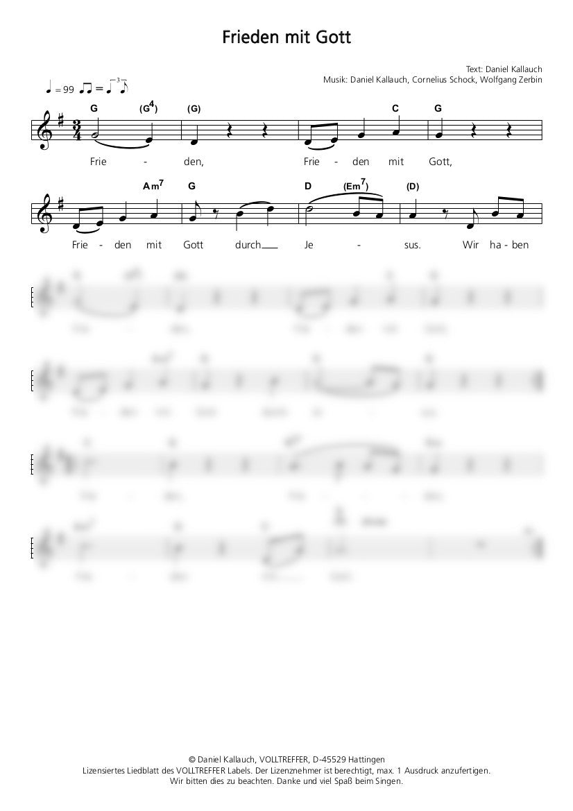Frieden mit Gott - Liedblatt