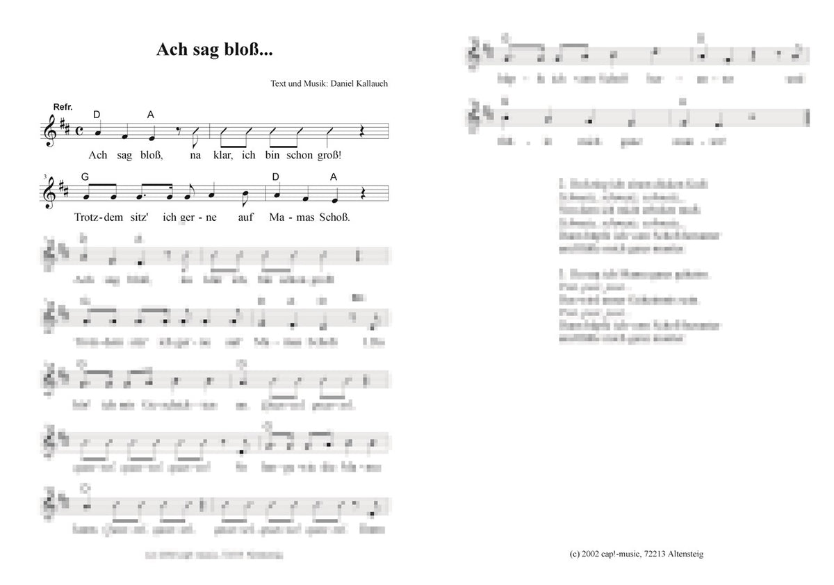 Ach sag bloß... - Liedblatt