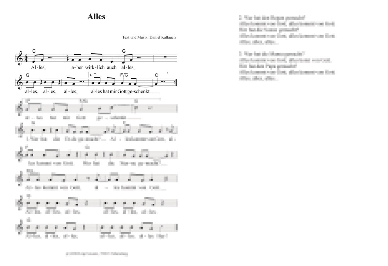 Alles, aber wirklich auch alles Liedblatt