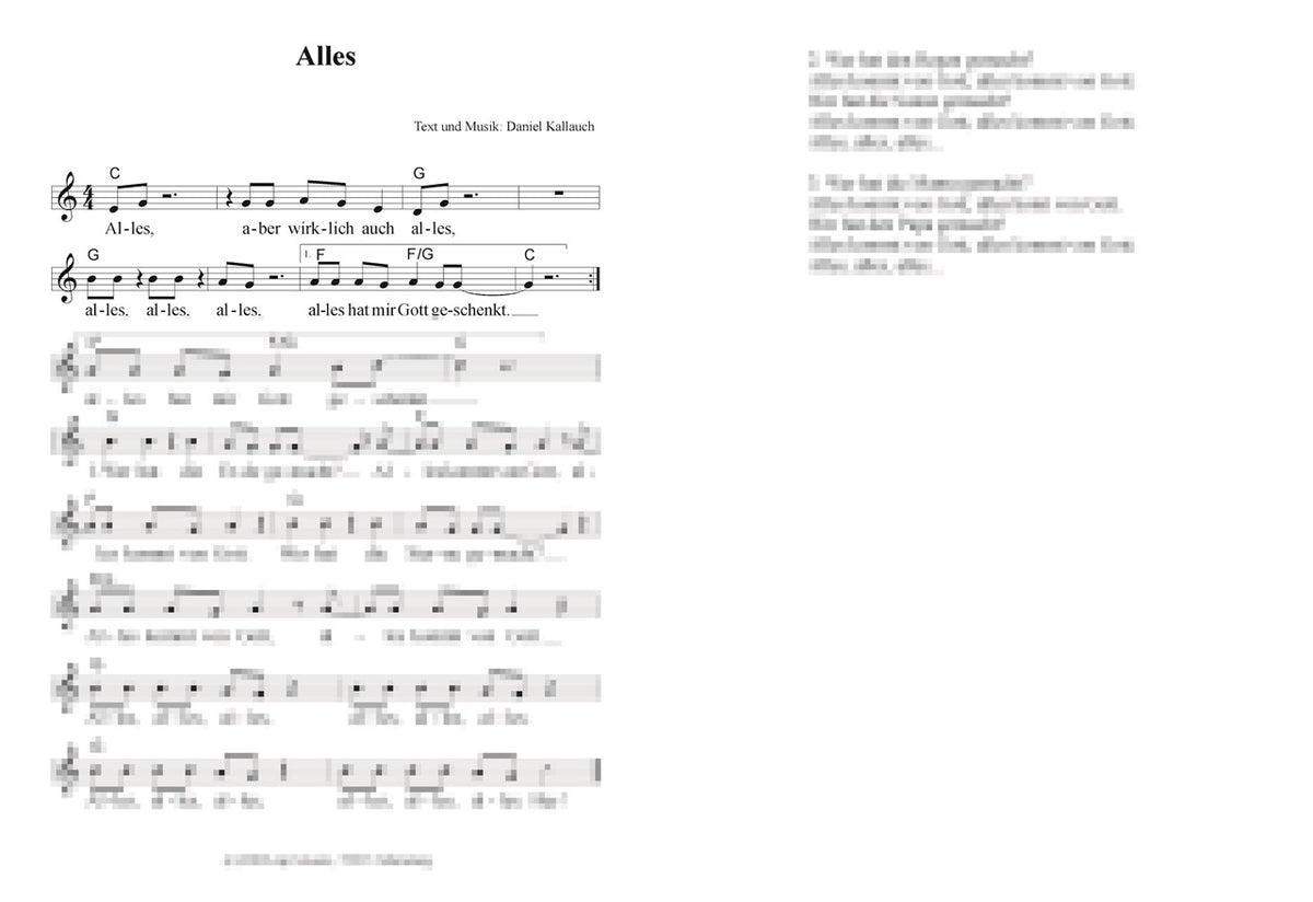 Alles, aber wirklich auch alles - Liedblatt