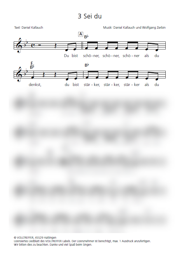 Sei du (B-Dur) - Liedblatt