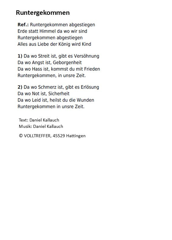 Runtergekommen, abgestiegen - 4-stimmig