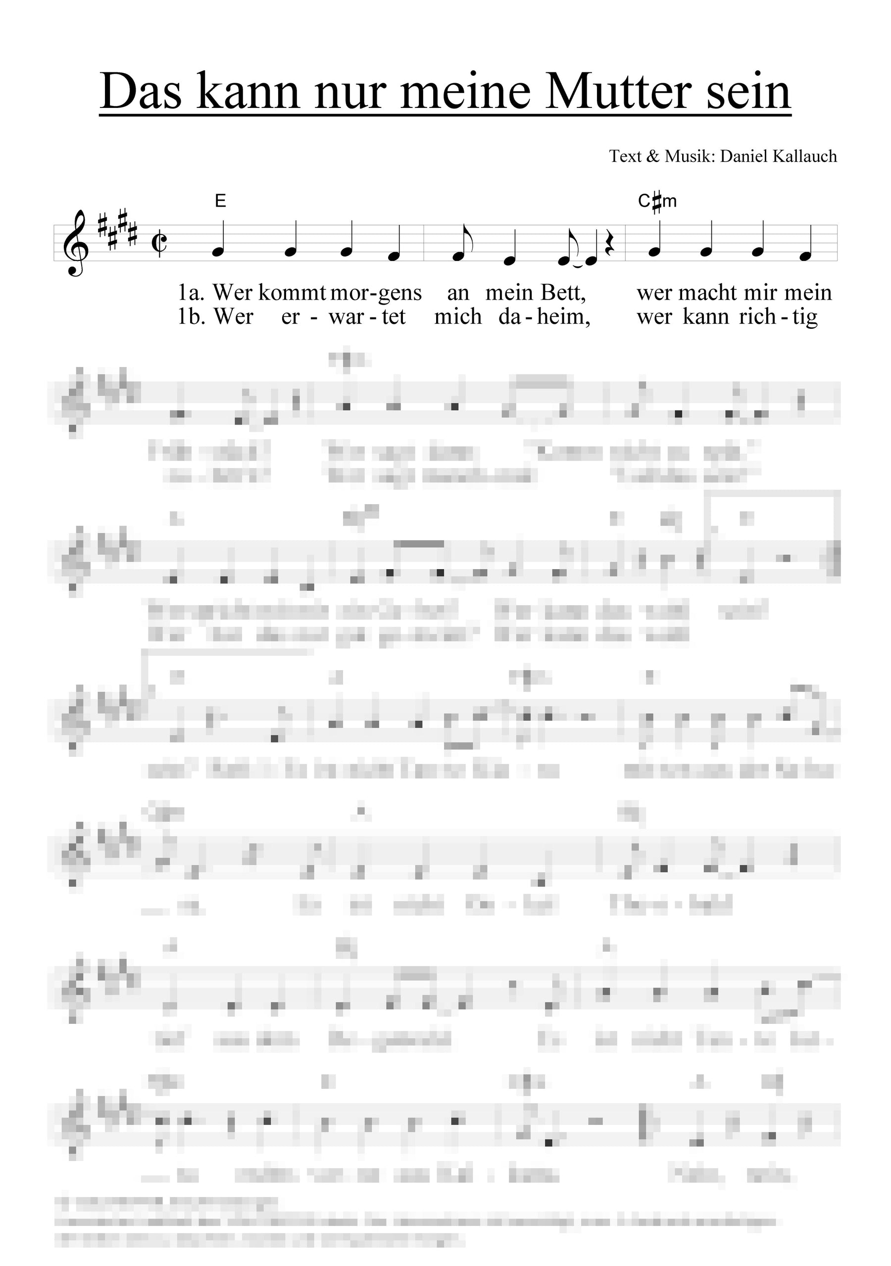 Das kann nur meine Mutter sein - Liedblatt