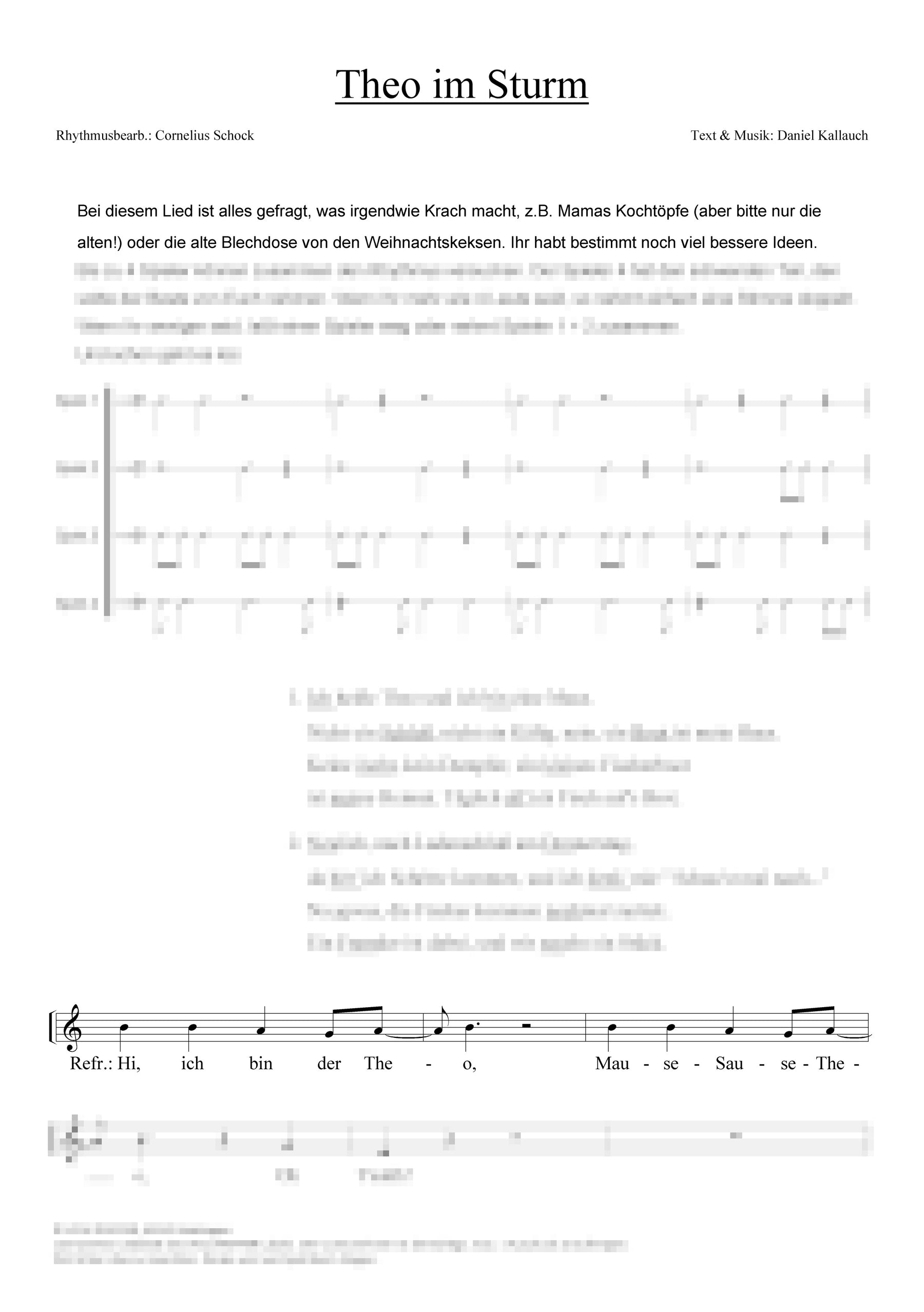 Theo im Sturm - Liedblatt