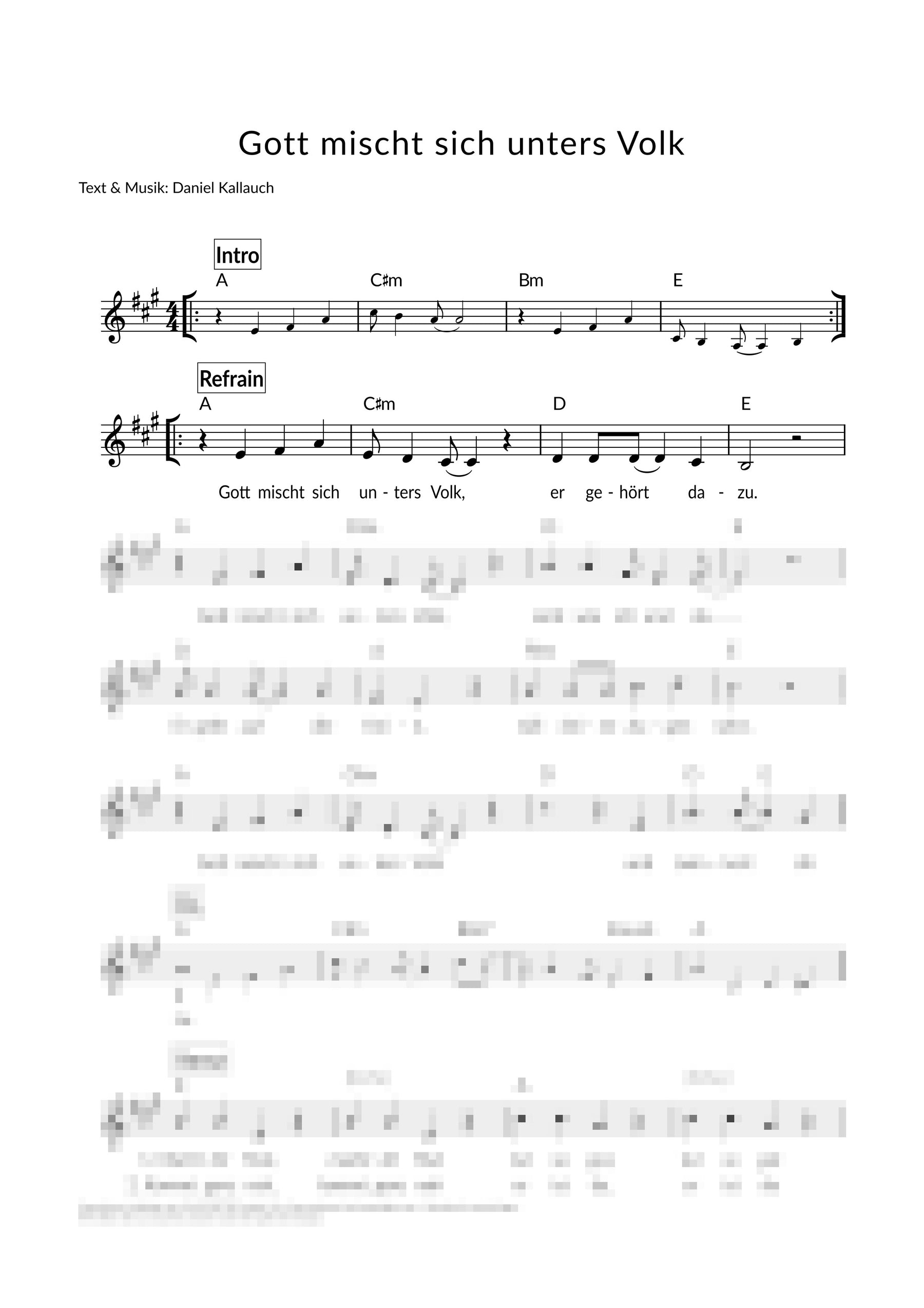 Gott mischt sich unters Volk - Liedblatt