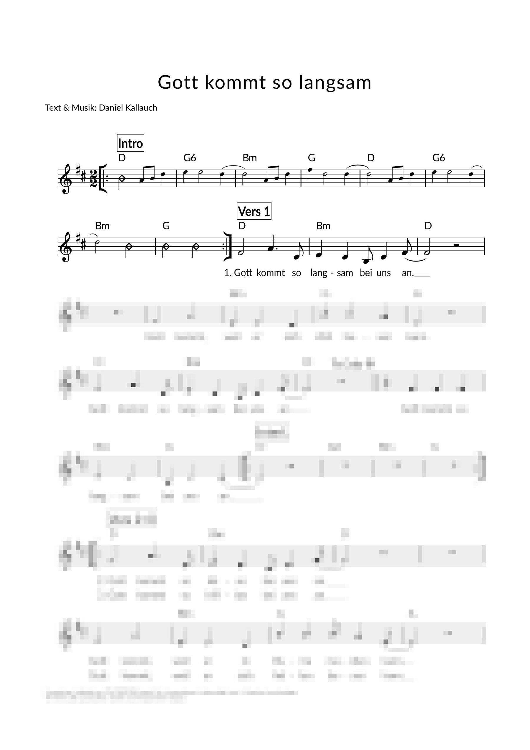 Gott kommt so langsam - Liedblatt