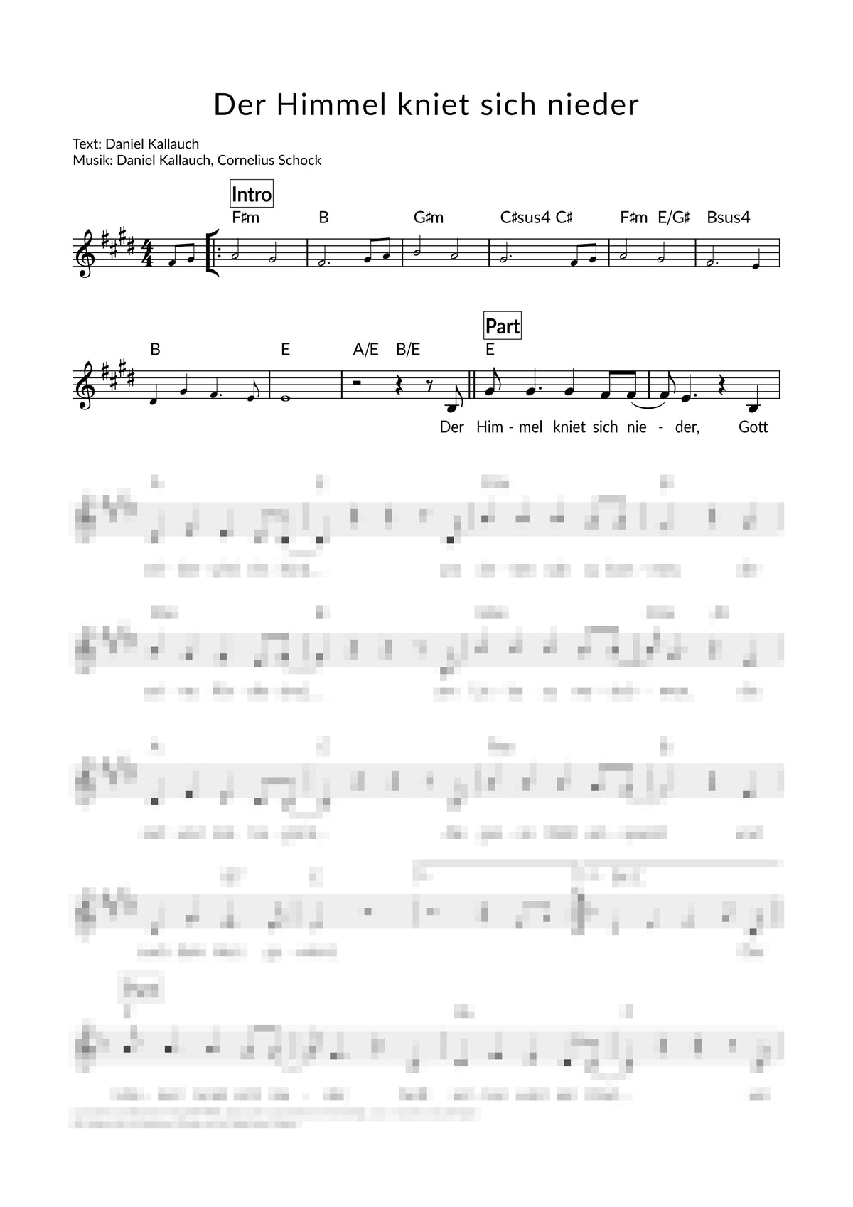 Der Himmel kniet sich nieder - Liedblatt
