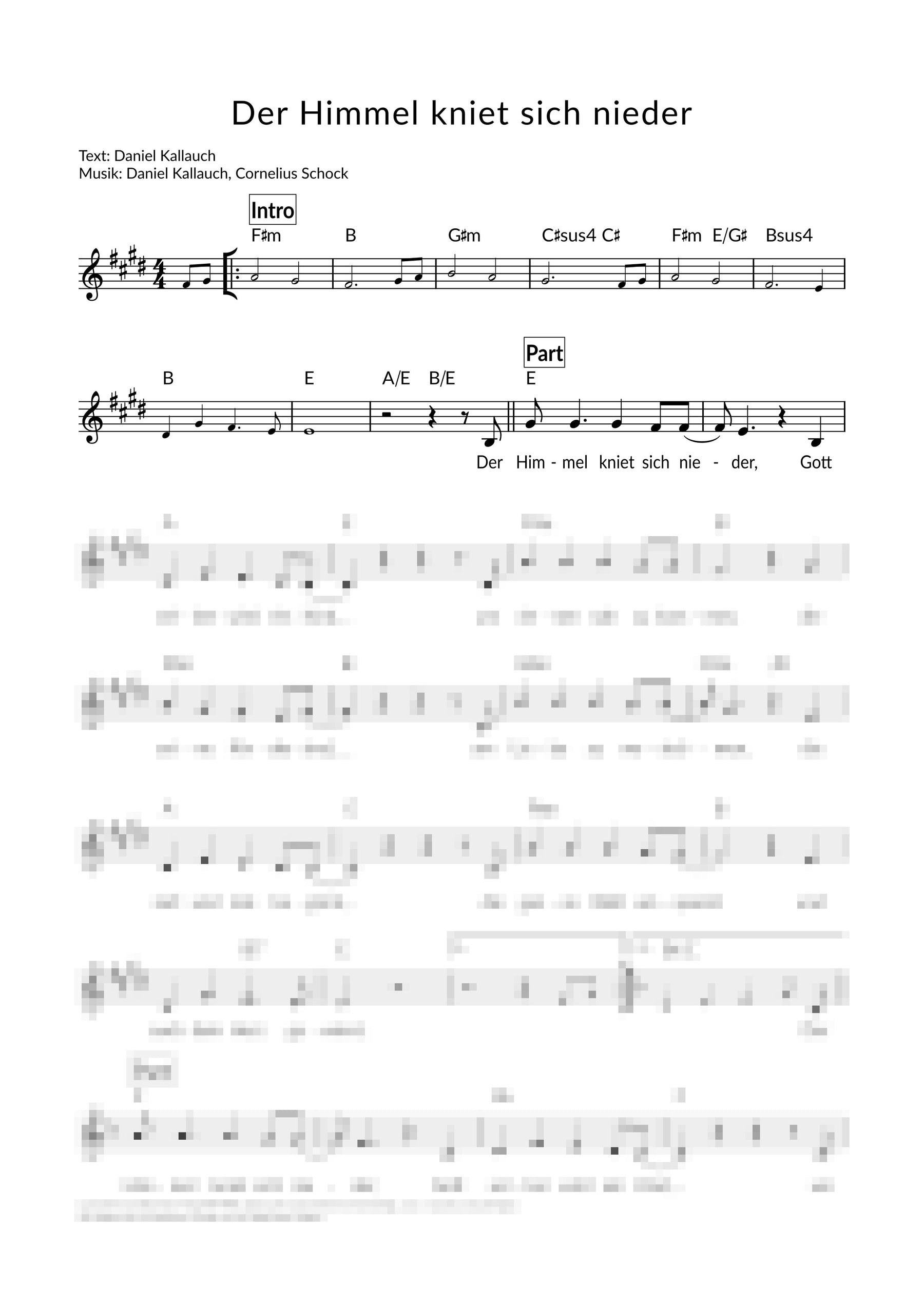 Der Himmel kniet sich nieder - Liedblatt