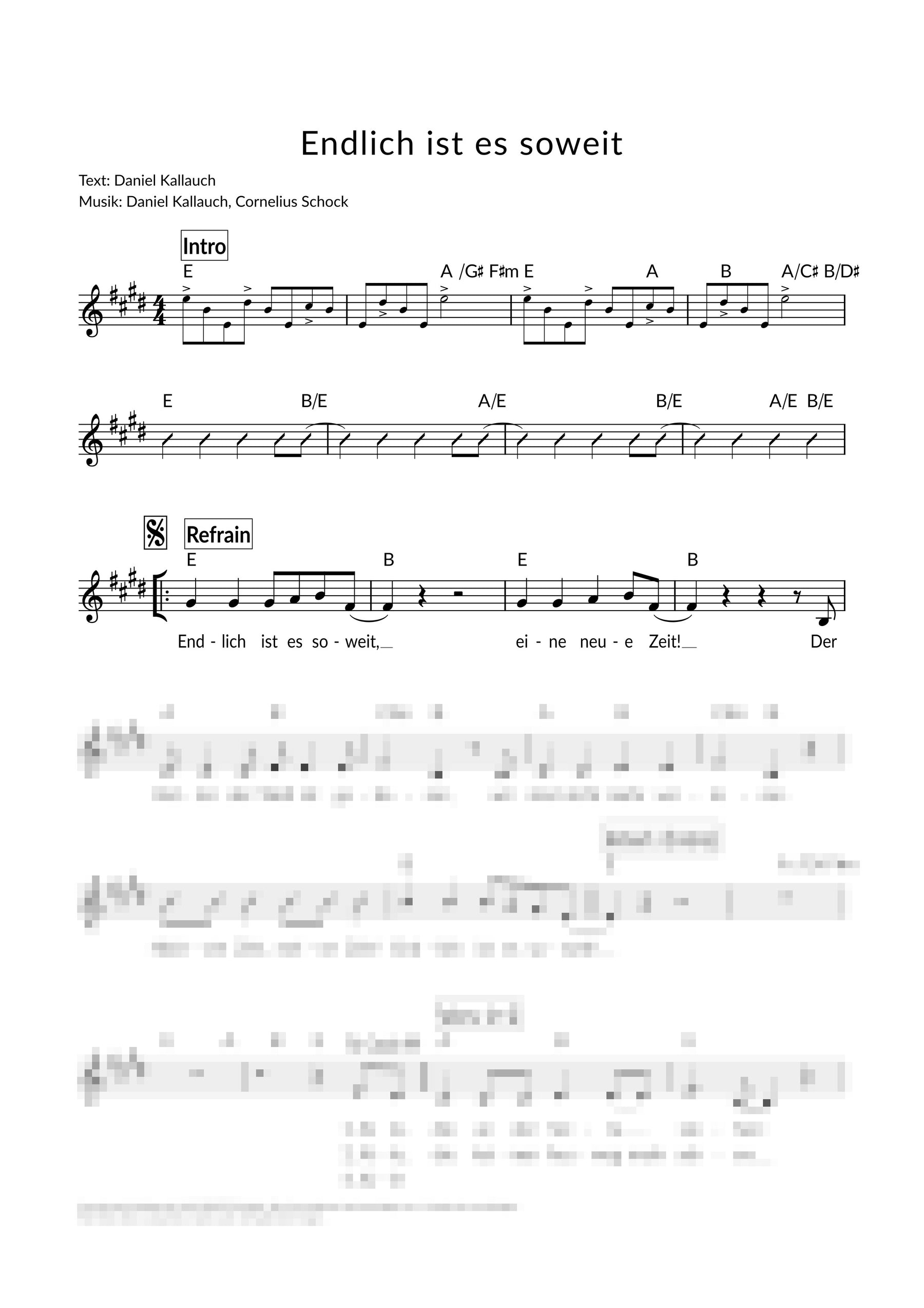 Endlich ist es soweit - Liedblatt