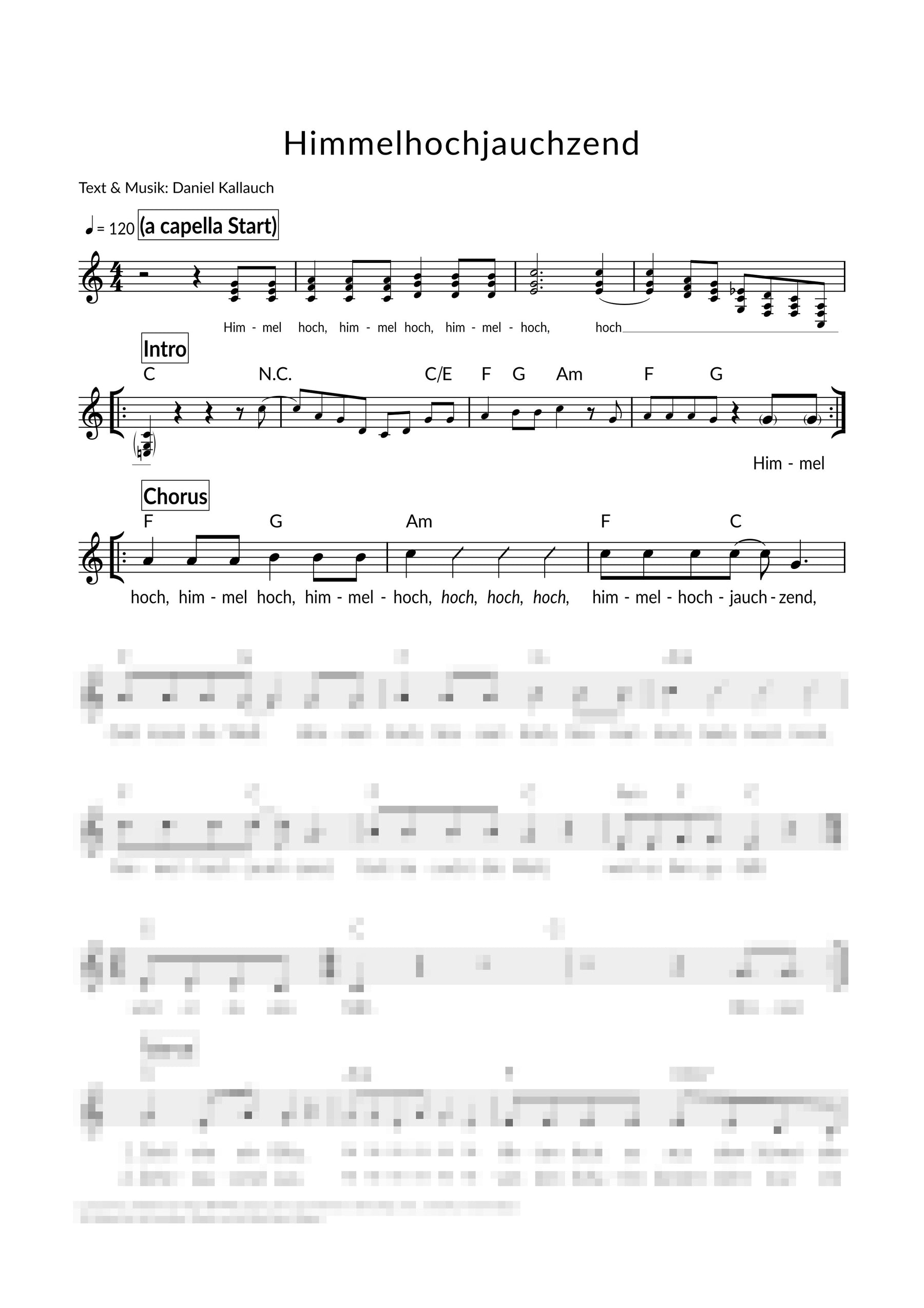 Himmelhochjauchzend - Liedblatt