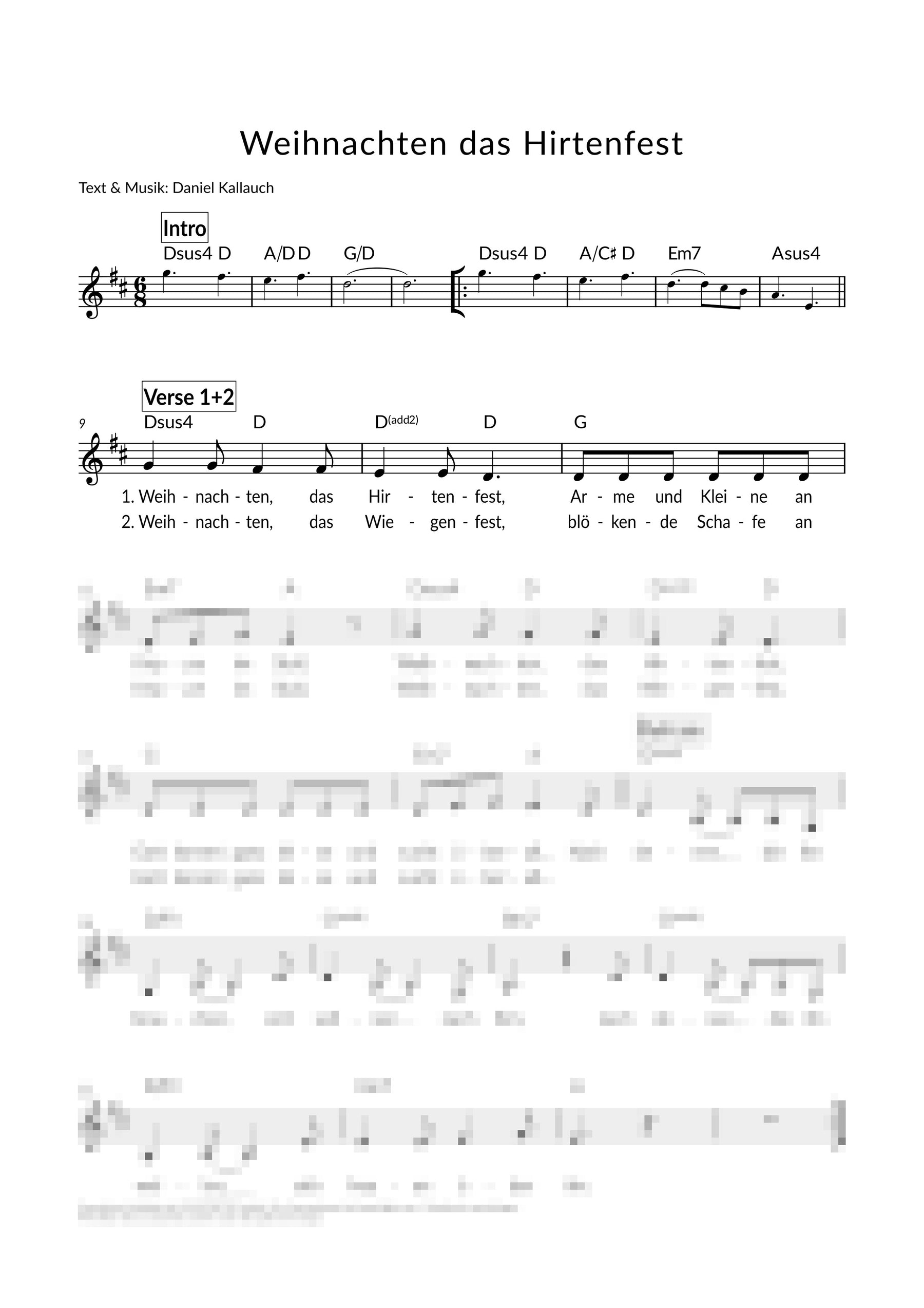 Weihnachten, das Hirtenfest - Liedblatt