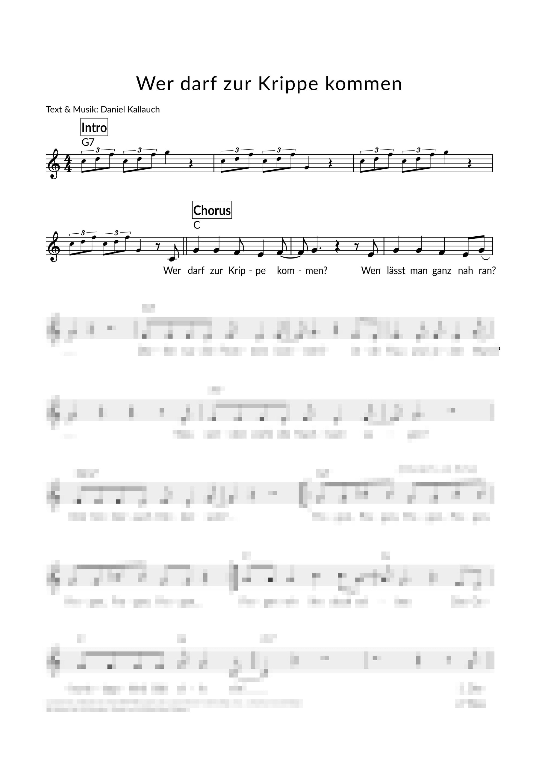 Wer darf zur Krippe kommen? - Liedblatt