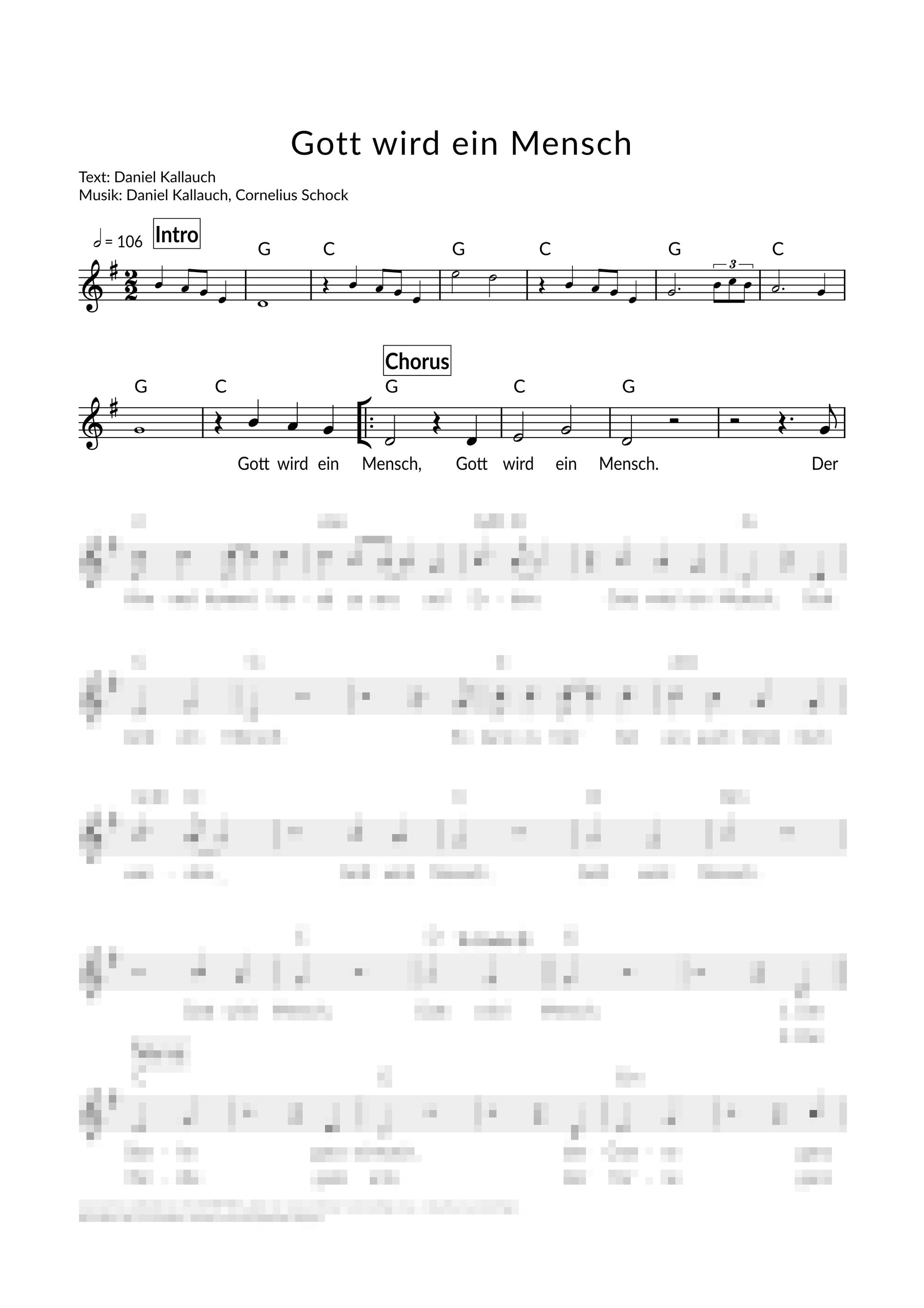Gott wird ein Mensch - Liedblatt