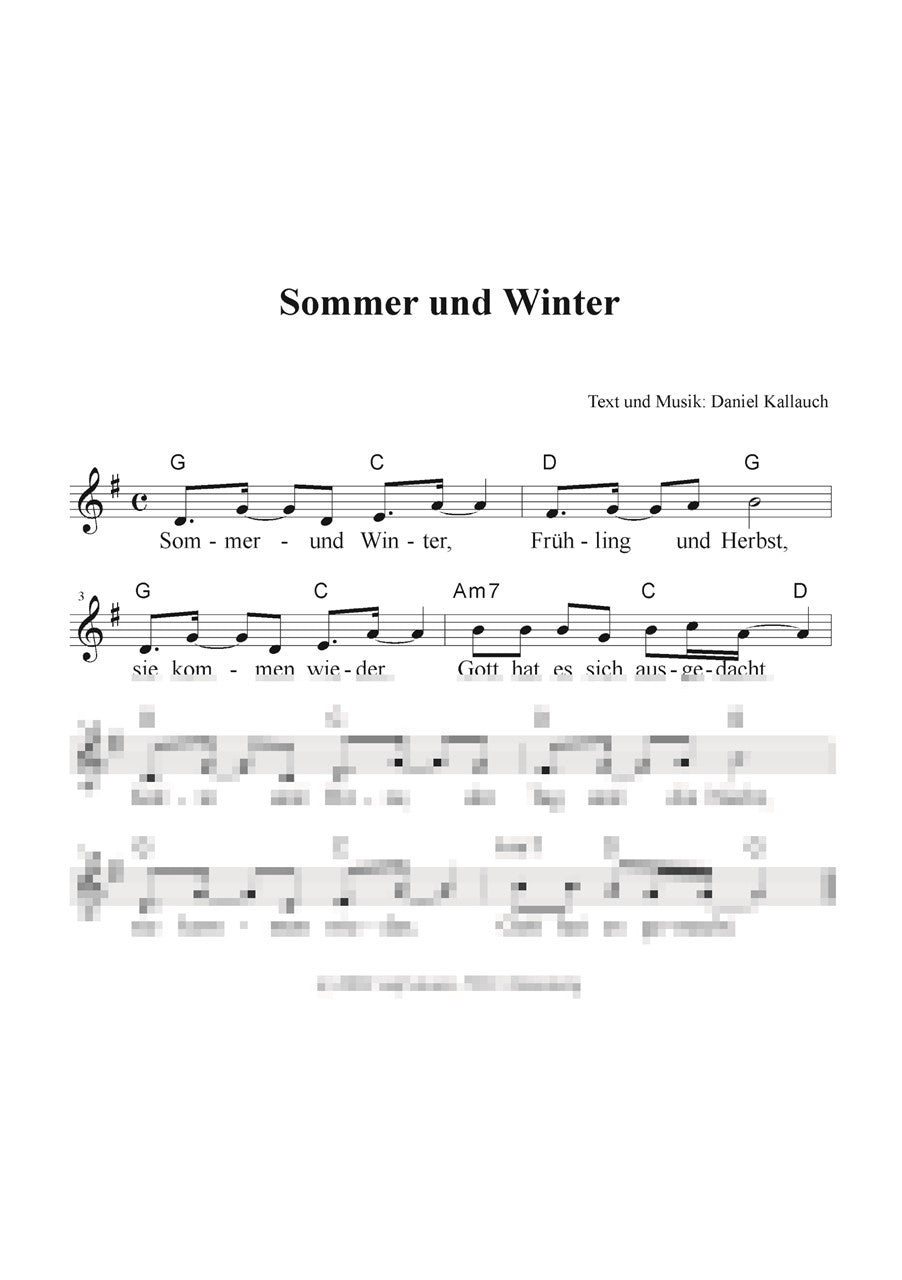 Sommer und Winter - Liedblatt